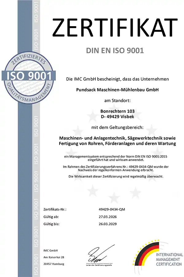 Zertifikat DIN EN ISO 9001
